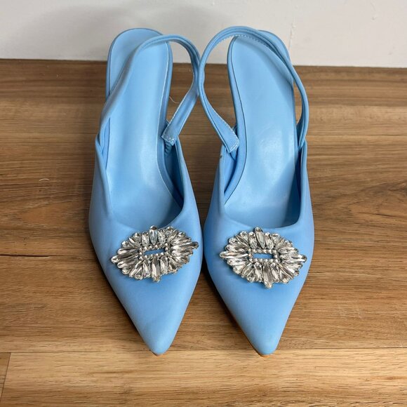 Pointed Toe Women's Shoes Shallow Diamond Shoes Low Heel Strappy Shoes Sandals - Picture 2 of 7